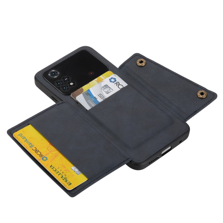 For Xiaomi Poco X4 Pro Double Buckle PU + TPU Shockproof Magnetic Phone Case