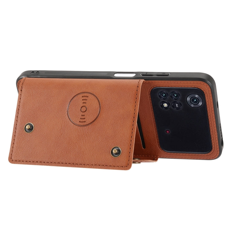 For Xiaomi Poco X4 Pro Double Buckle PU + TPU Shockproof Magnetic Phone Case