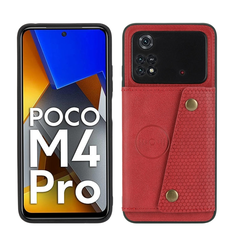 For Xiaomi Poco X4 Pro Double Buckle PU + TPU Shockproof Magnetic Phone Case