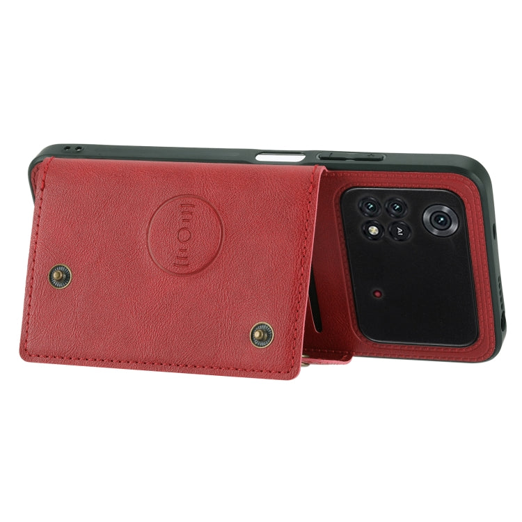 For Xiaomi Poco X4 Pro Double Buckle PU + TPU Shockproof Magnetic Phone Case