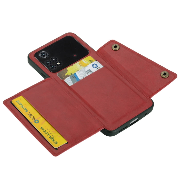 For Xiaomi Poco X4 Pro Double Buckle PU + TPU Shockproof Magnetic Phone Case