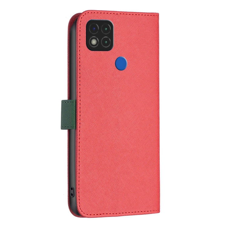 For Xiaomi Redmi 9C / 10A BF13 Color Matching Cross Texture Leather Phone Case