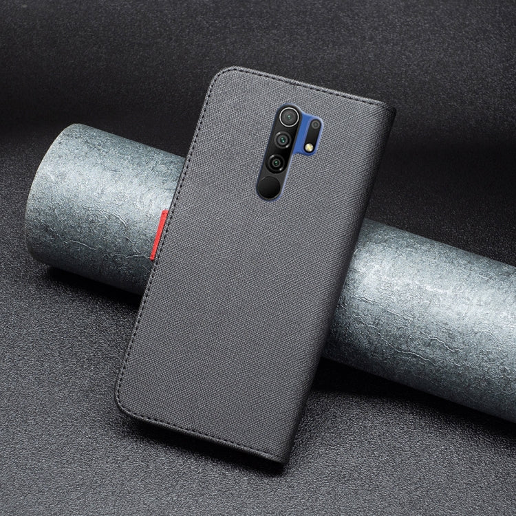 For Xiaomi Redmi 9 BF13 Color Matching Cross Texture Leather Phone Case