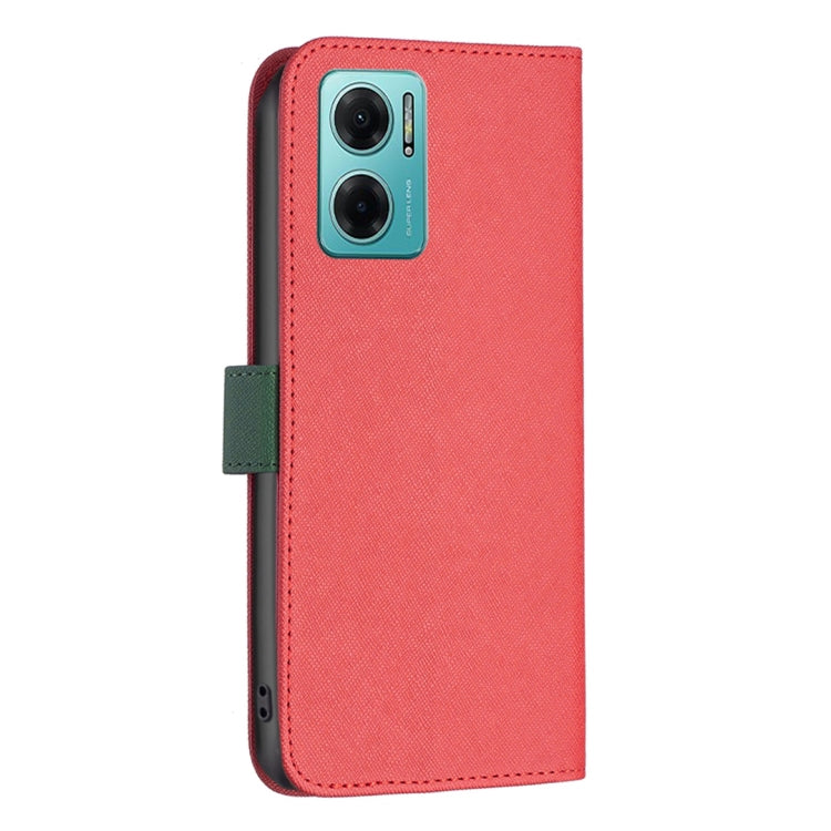 For Xiaomi Redmi 10 5G / Note 11E BF13 Color Matching Cross Texture Leather Phone Case