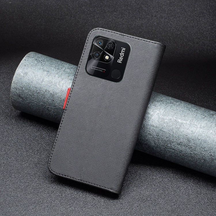 For Xiaomi Redmi 10C BF13 Color Matching Cross Texture Leather Phone Case