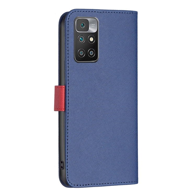 For Xiaomi Redmi 10 BF13 Color Matching Cross Texture Leather Phone Case