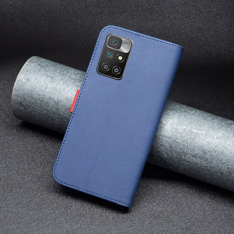 For Xiaomi Redmi 10 BF13 Color Matching Cross Texture Leather Phone Case