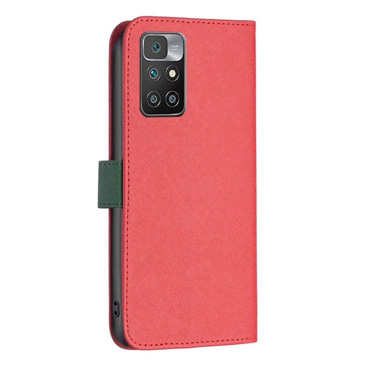 For Xiaomi Redmi 10 BF13 Color Matching Cross Texture Leather Phone Case