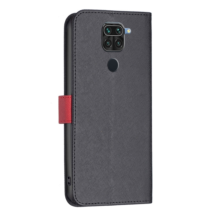 For Xiaomi Redmi Note 9 BF13 Color Matching Cross Texture Leather Phone Case