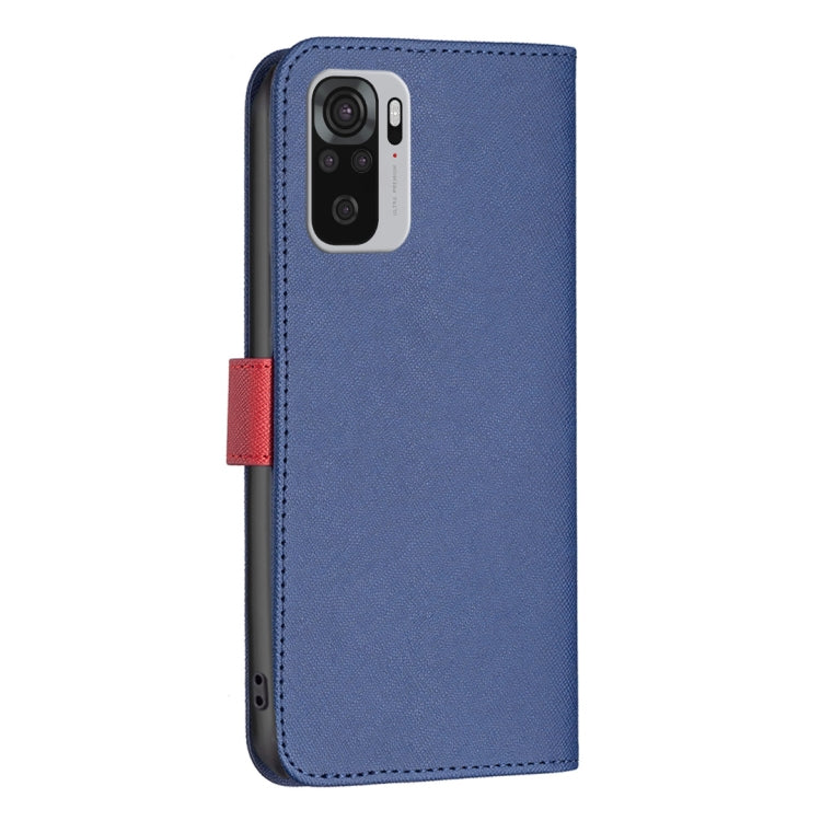For Xiaomi Redmi Note 10S BF13 Color Matching Cross Texture Leather Phone Case
