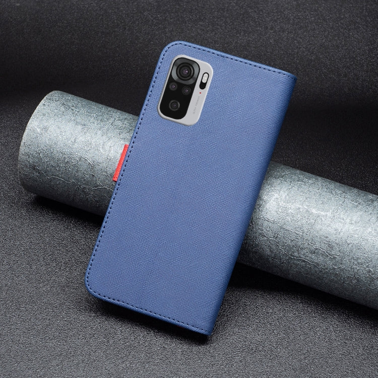 For Xiaomi Redmi Note 10S BF13 Color Matching Cross Texture Leather Phone Case