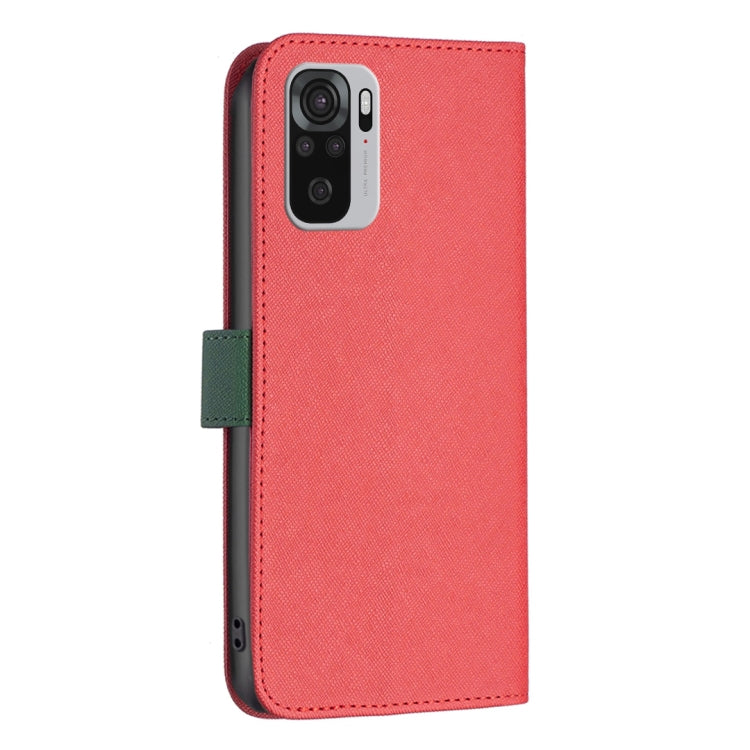 For Xiaomi Redmi Note 10S BF13 Color Matching Cross Texture Leather Phone Case