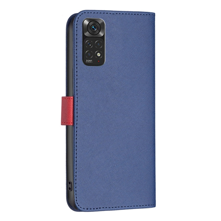 For Xiaomi Redmi Note 11 Global BF13 Color Matching Cross Texture Leather Phone Case