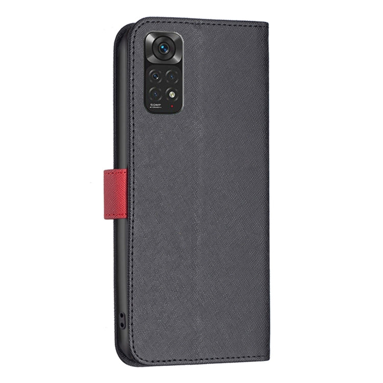 For Xiaomi Redmi Note 11 Global BF13 Color Matching Cross Texture Leather Phone Case