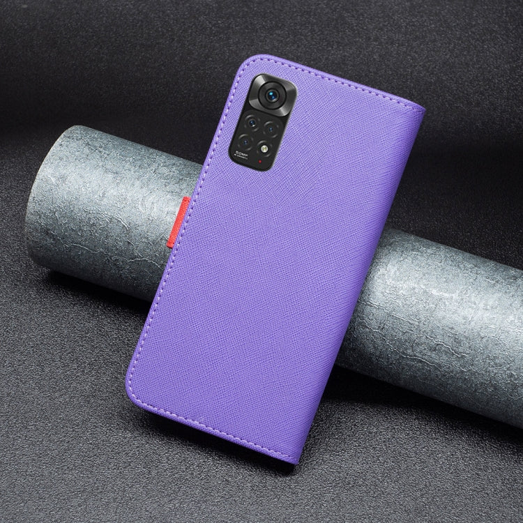 For Xiaomi Redmi Note 11 Global BF13 Color Matching Cross Texture Leather Phone Case