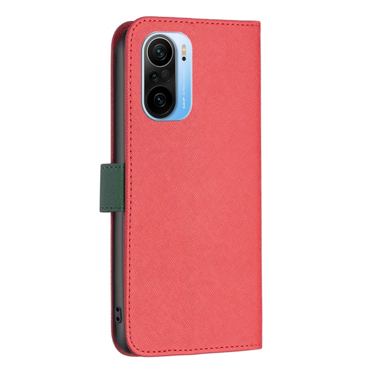 For Xiaomi Mi 11i / Redmi K40 BF13 Color Matching Cross Texture Leather Phone Case