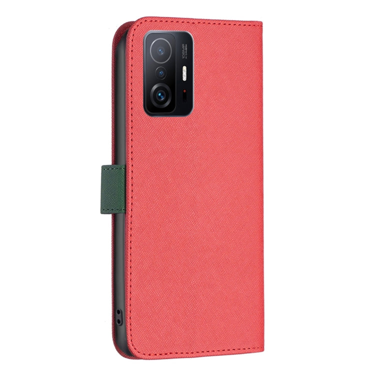 For Xiaomi 11T BF13 Color Matching Cross Texture Leather Phone Case