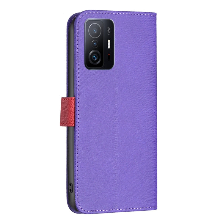 For Xiaomi 11T BF13 Color Matching Cross Texture Leather Phone Case