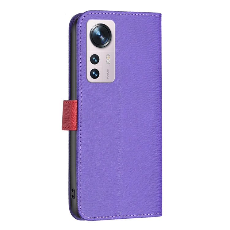 For Xiaomi 12 BF13 Color Matching Cross Texture Leather Phone Case