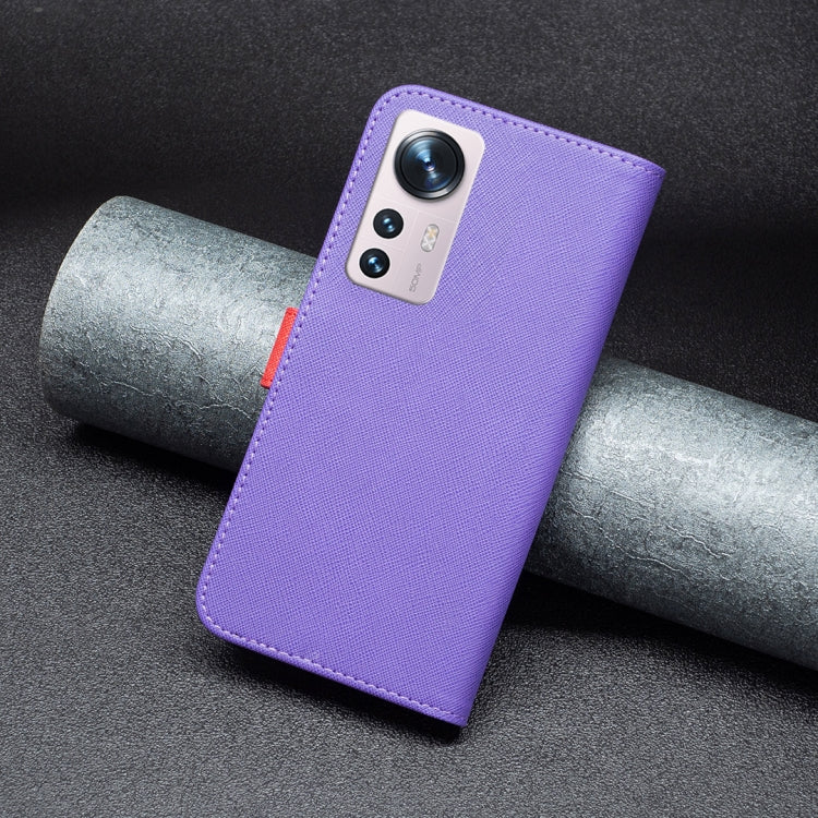 For Xiaomi 12 BF13 Color Matching Cross Texture Leather Phone Case