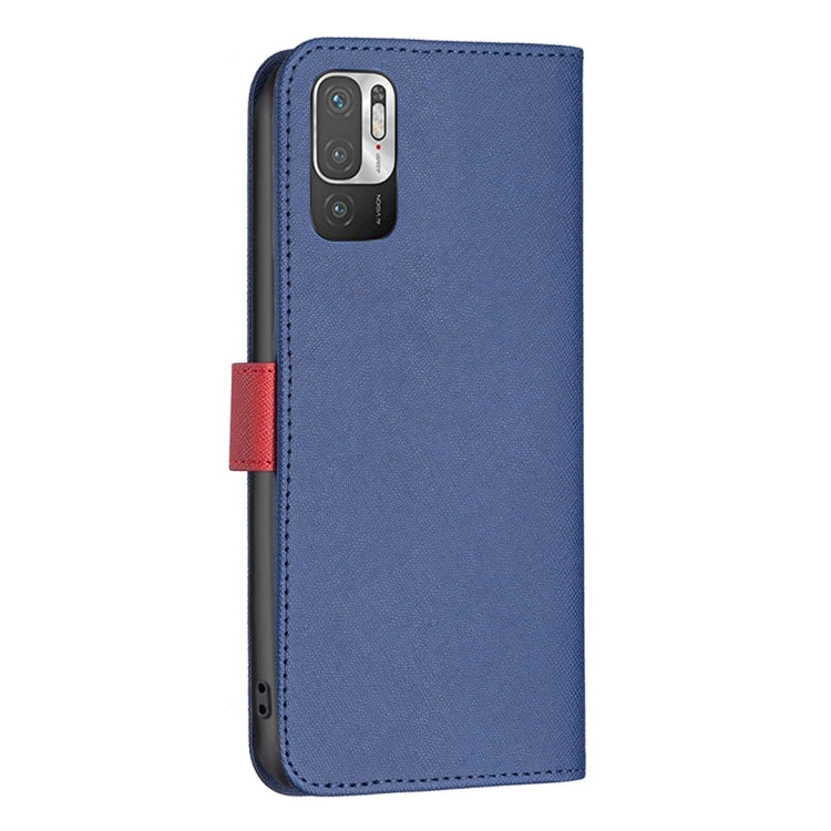 For Xiaomi Poco M3 Pro/Redmi Note 10 5G BF13 Color Matching Cross Texture Leather Phone Case