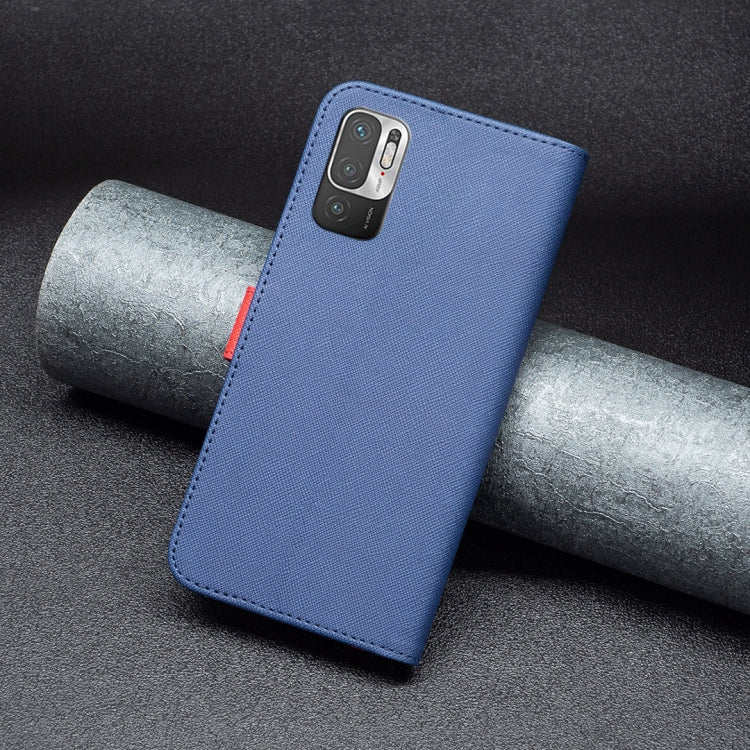 For Xiaomi Poco M3 Pro/Redmi Note 10 5G BF13 Color Matching Cross Texture Leather Phone Case