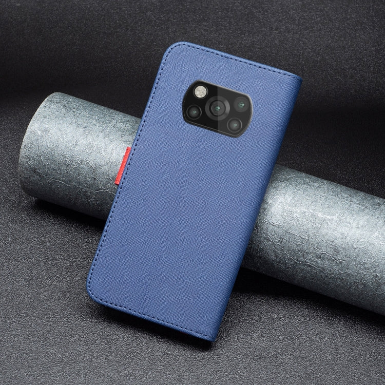 For Xiaomi Poco X3 BF13 Color Matching Cross Texture Leather Phone Case