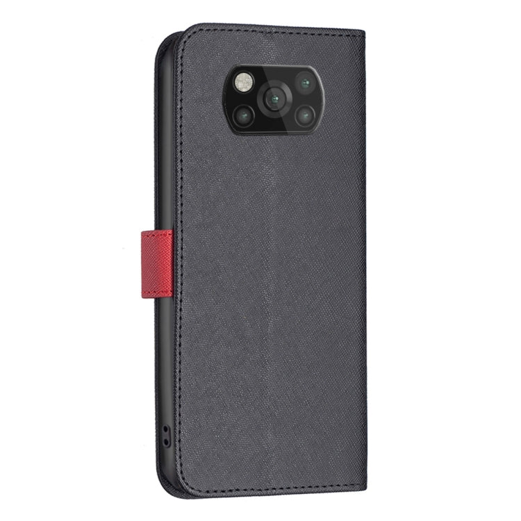 For Xiaomi Poco X3 BF13 Color Matching Cross Texture Leather Phone Case