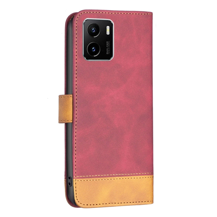 For vivo Y15s BF11 Color Matching Skin Feel Leather Phone Case