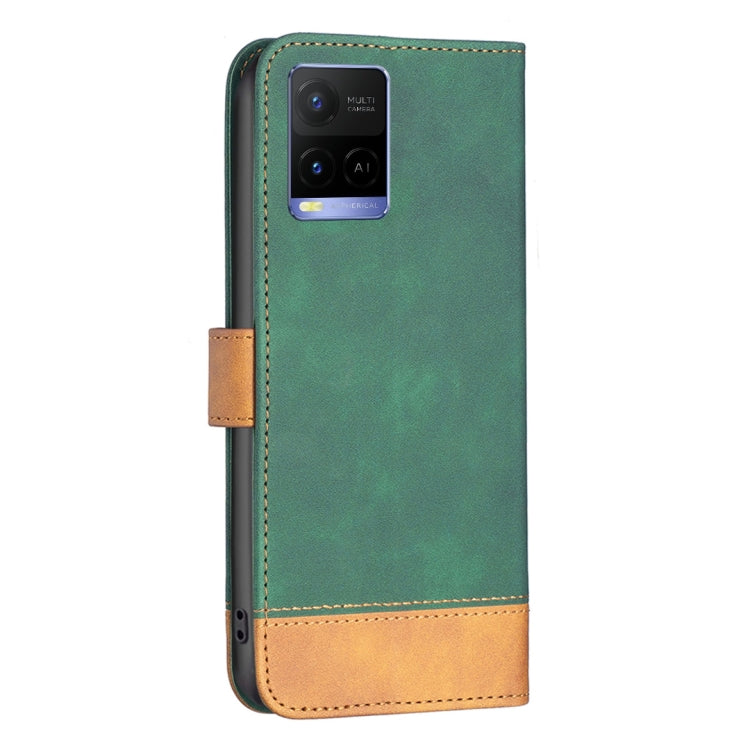 For vivo Y21 BF11 Color Matching Skin Feel Leather Phone Case