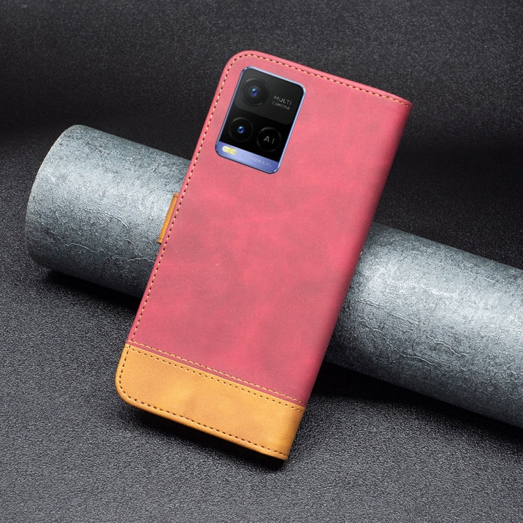 For vivo Y21 BF11 Color Matching Skin Feel Leather Phone Case