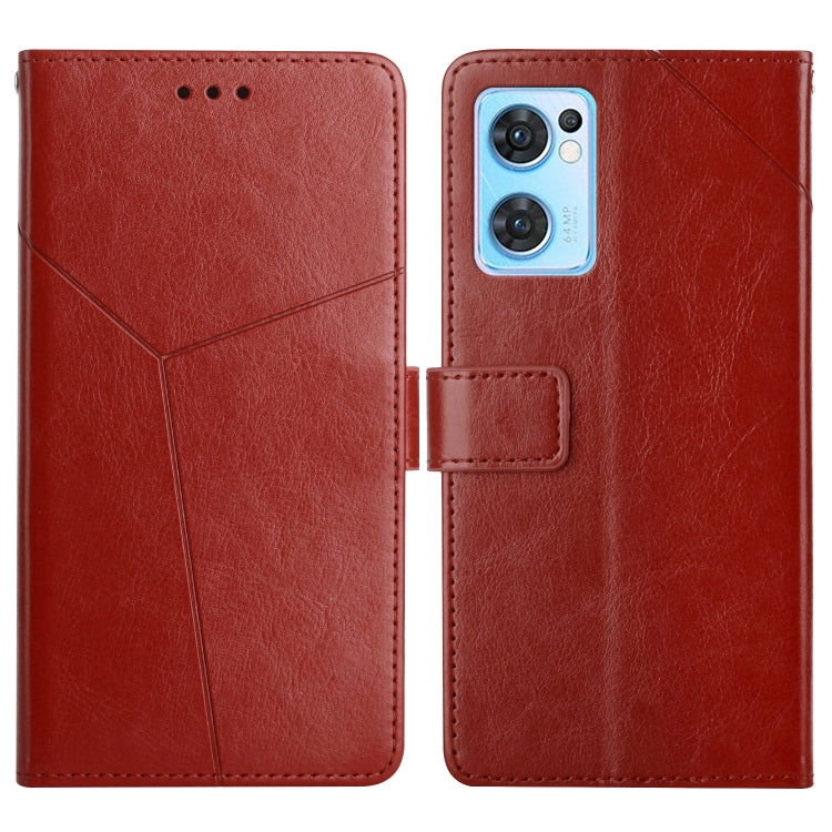 For OPPO Find X5 Lite Y Stitching Horizontal Flip Leather Phone Case