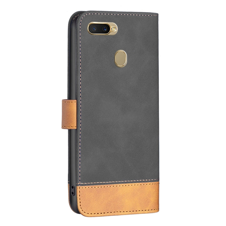 For OPPO A7 BF11 Color Matching Skin Feel Leather Phone Case