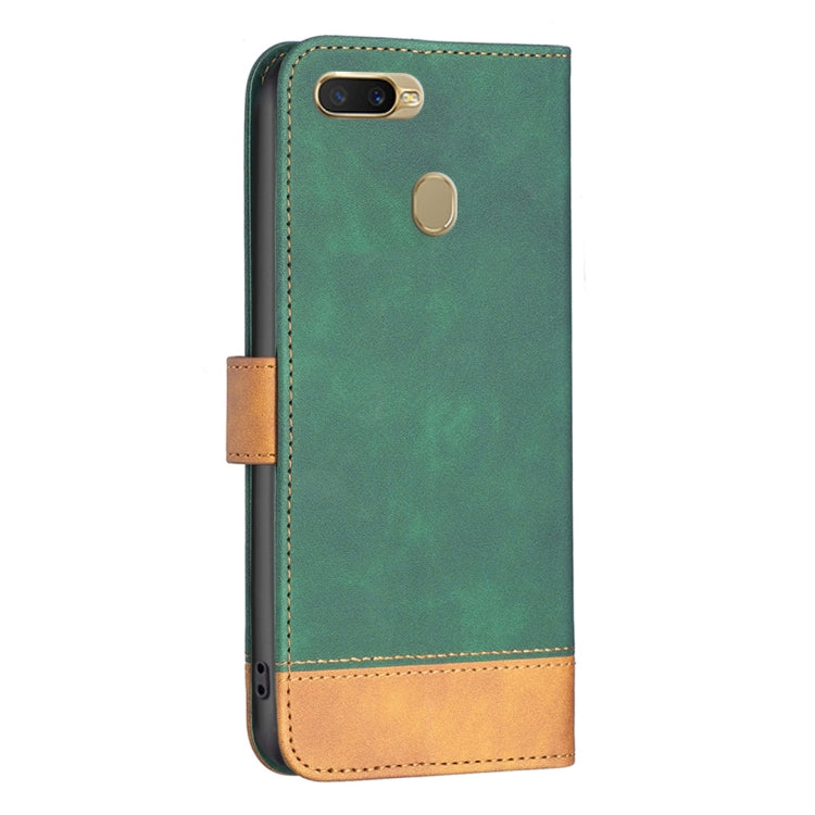 For OPPO A7 BF11 Color Matching Skin Feel Leather Phone Case