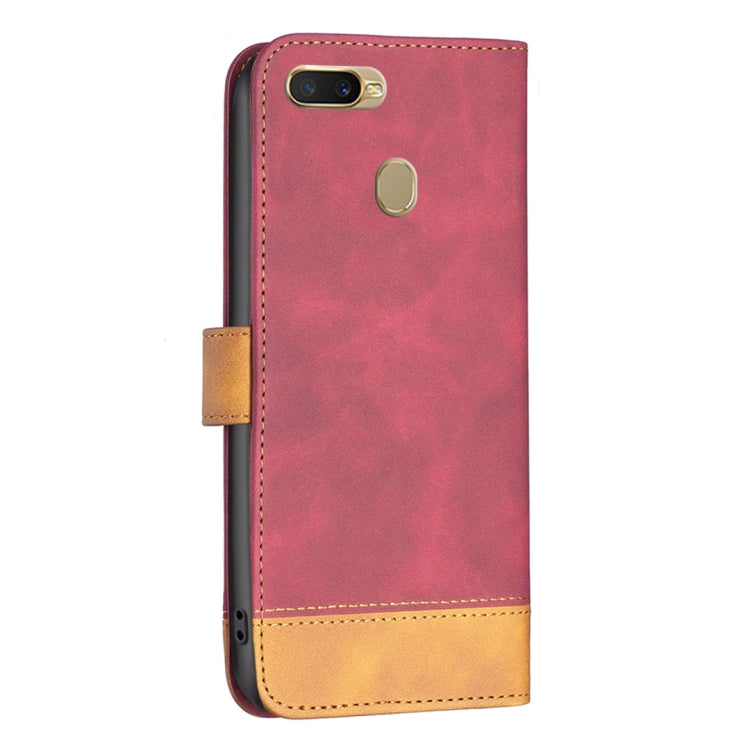 For OPPO A7 BF11 Color Matching Skin Feel Leather Phone Case