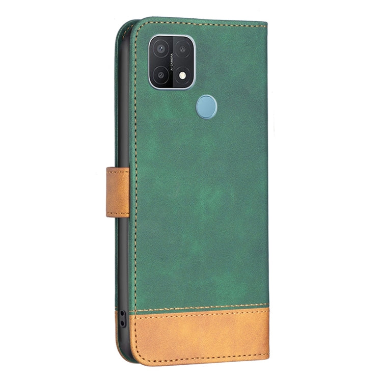 For OPPO A15 BF11 Color Matching Skin Feel Leather Phone Case