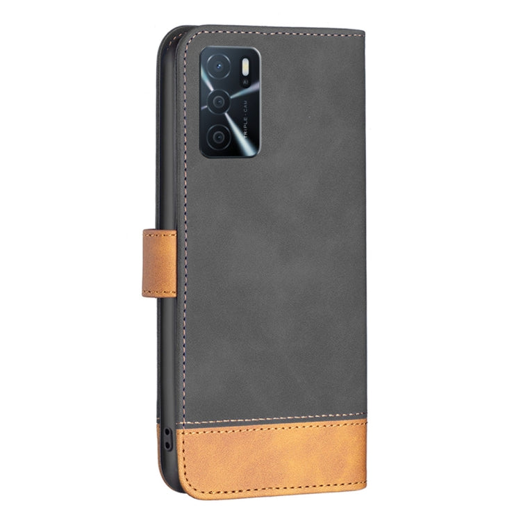 For OPPO A16 BF11 Color Matching Skin Feel Leather Phone Case