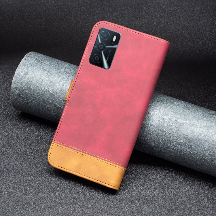 For OPPO A16 BF11 Color Matching Skin Feel Leather Phone Case