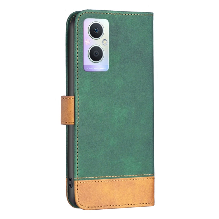 For OPPO A96 5G BF11 Color Matching Skin Feel Leather Phone Case