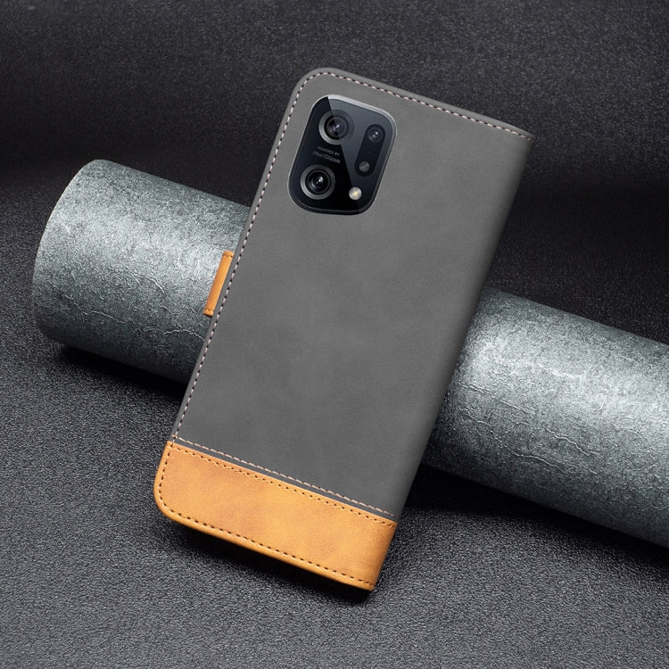 For OPPO Find X5 BF11 Color Matching Skin Feel Leather Phone Case