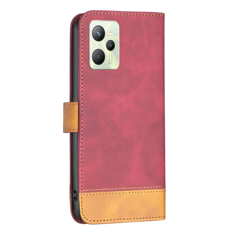 For OPPO Realme C35 BF11 Color Matching Skin Feel Leather Phone Case