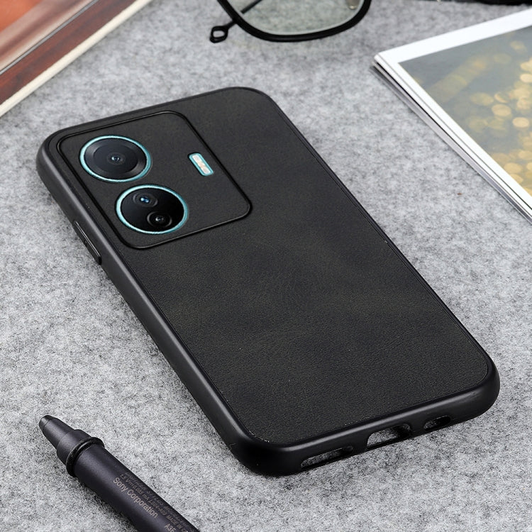For vivo S15e Accurate Hole Two-color Calf Texture PU Phone Case