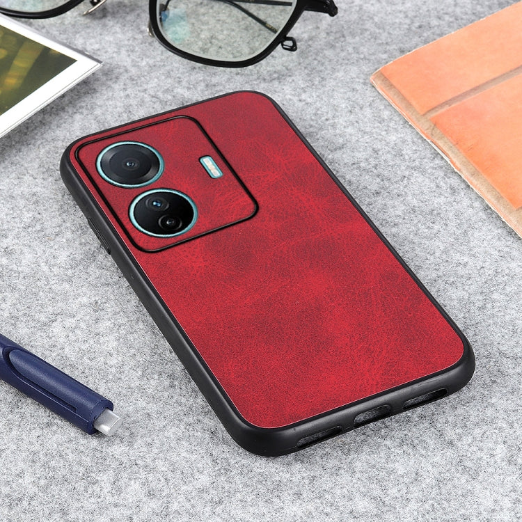 For vivo S15e Accurate Hole Two-color Calf Texture PU Phone Case