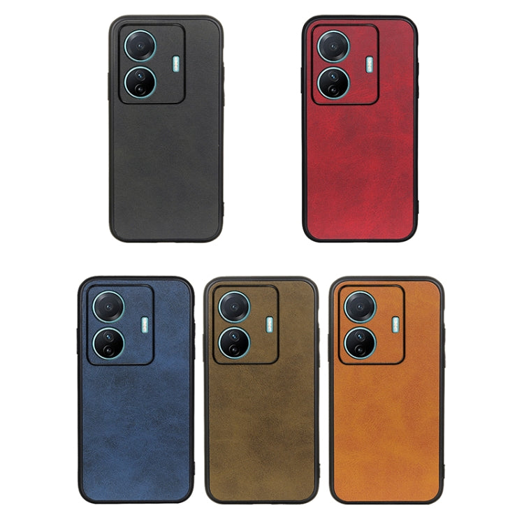 For vivo S15e Accurate Hole Two-color Calf Texture PU Phone Case