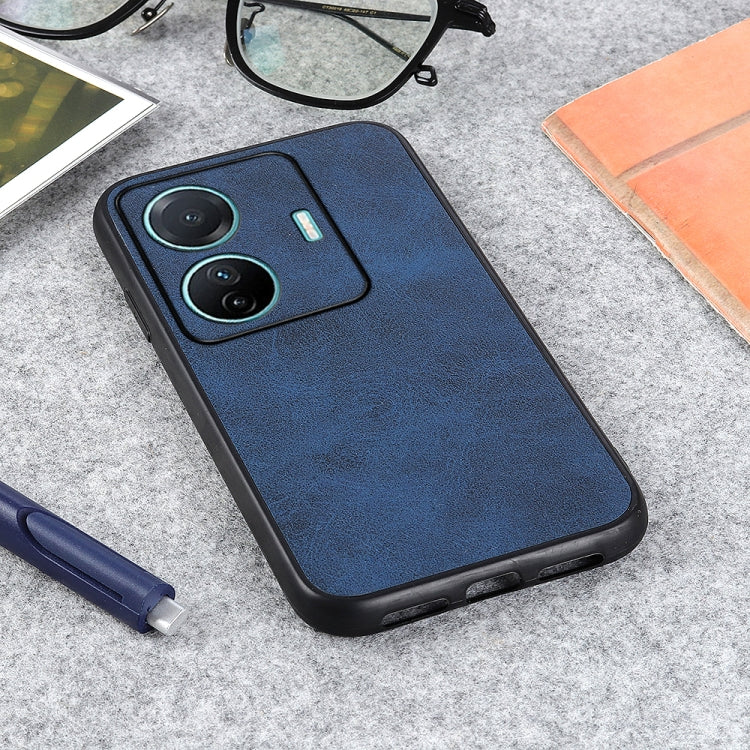 For vivo S15e Accurate Hole Two-color Calf Texture PU Phone Case