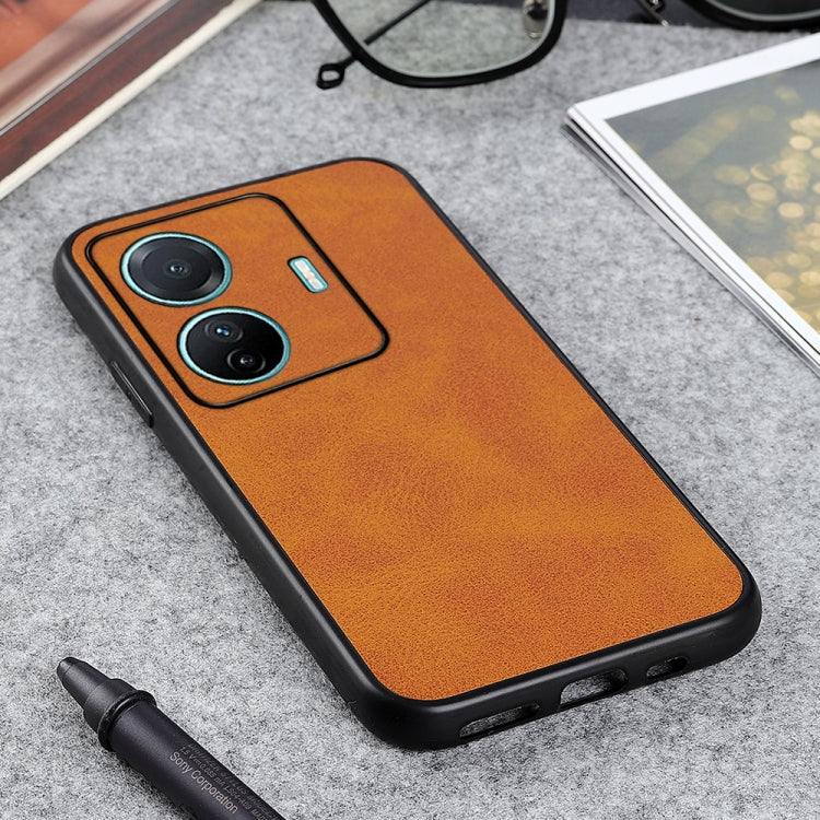 For vivo S15e Accurate Hole Two-color Calf Texture PU Phone Case