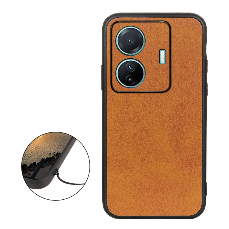 For vivo S15e Accurate Hole Two-color Calf Texture PU Phone Case