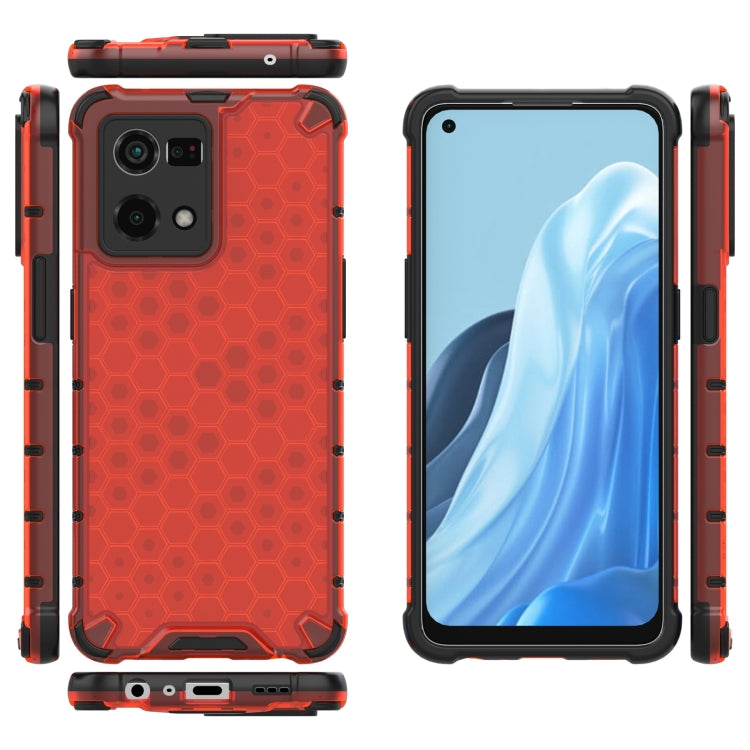 For OPPO Reno7 4G Shockproof Honeycomb PC + TPU Phone Case
