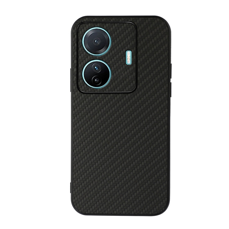 For vivo S15e Accurate Hole Carbon Fiber Texture PU Phone Case