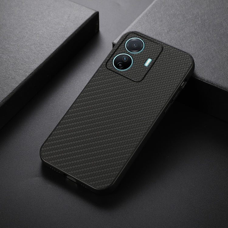 For vivo S15e Accurate Hole Carbon Fiber Texture PU Phone Case